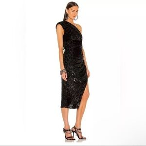NEW! DUNDAS x REVOLVE Hendrix Midi Dress in Black cheetah print shimmer Size M